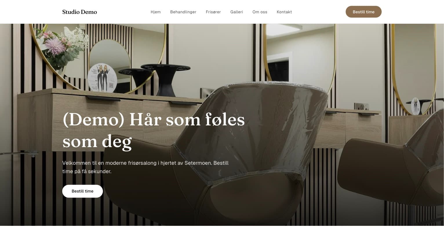 Skjermbilde av Studio Duo, nettsidetjeneste for småbedrifter